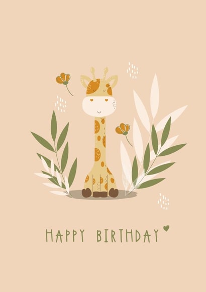 Cute Birthday Card - Giraffe - Flowers created by Melissa Doodles