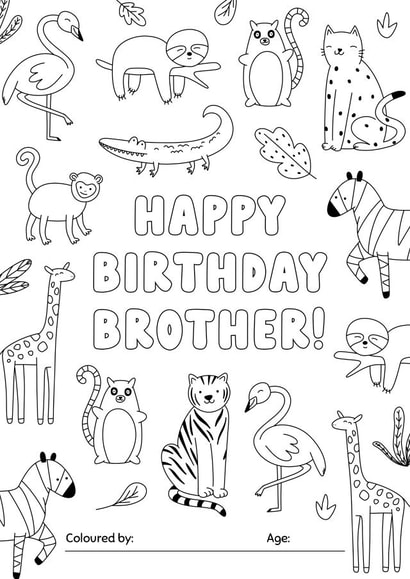 Birthday Colouring-in Animals Card for Brother 1000 created by Evie Garnett Designs