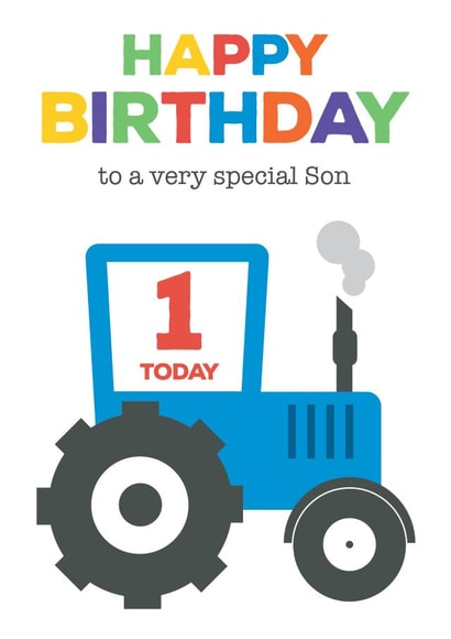 Cute Tractor Birthday card for Son for 1st Birthday  created by Hello Fridays Studio