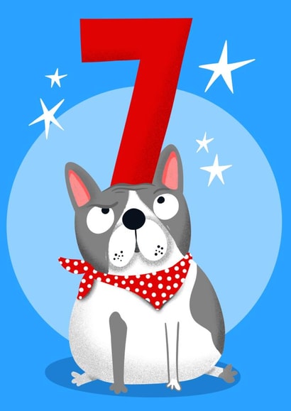 Funny Cute Age Seven (7) Dog Birthday Card for Children/Kids created by Lucy Maggie Designs