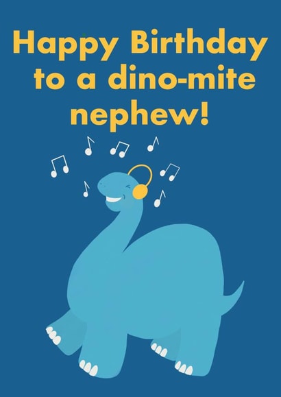 Funny cute nephew birthday card - dinosaur - diplodocus - music created by Karentoons