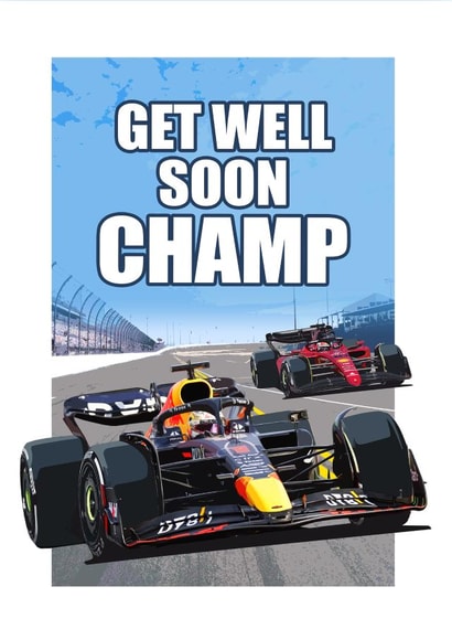 F1 GET WELL SOON Racing Car Greetings Card created by RetroMotion Artwork