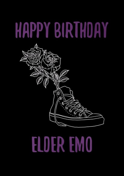 Happy Birthday Elder Emo - Cute 'n' Spooky Converse Tattoo Birthday Card created by Pop Punk Prints