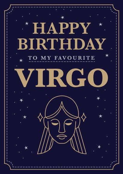 vintage illustrated virgo zodiac star sign birthday card for friend created by Hello Fridays Studio