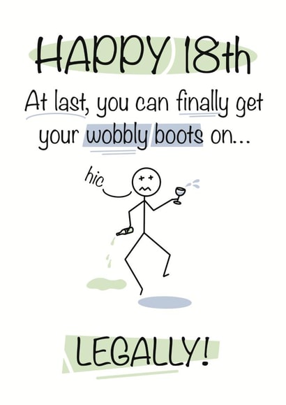 Funny 18th birthday card for anyone now old enough to drink legally created by Shore Designs