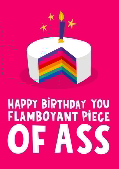 Happy Birthday You Flamboyant Piece of ASS Birthday Card created by Lucy Maggie Designs