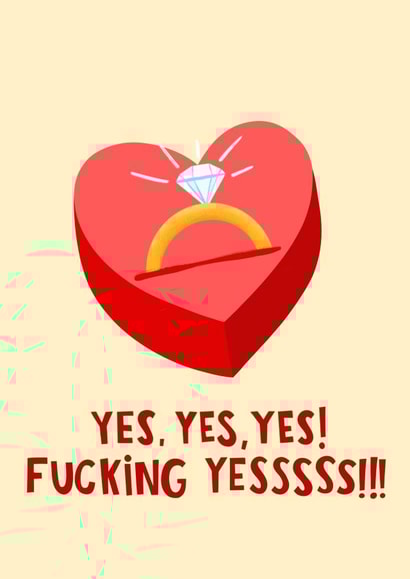 Yes, Yes, Yes. Love Heart Engagement Card created by Lucy Maggie Designs