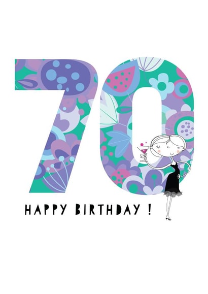 Super pretty 70th birthday card for an elegant lady created by Pink Pig