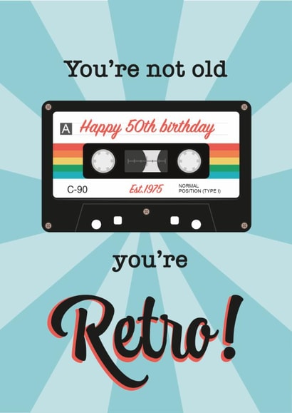 50th Birthday cassette tape card created by One Day in May Design