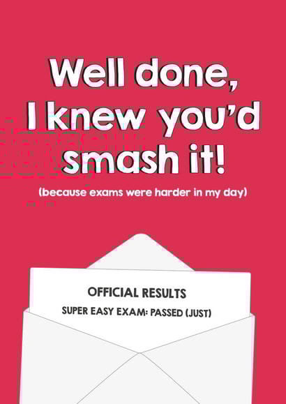 Funny Exam Results Card - Well done, you smashed it! created by Spekle Studio