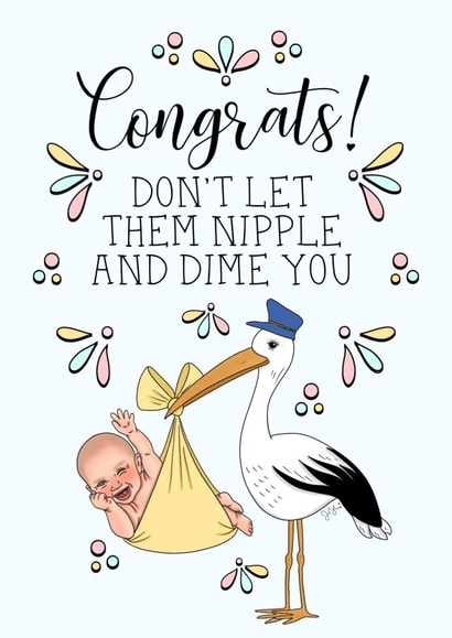 New Baby Nipple and Dime Humor Congratulations on Pregnancy created by Jessica Rigsbee: My Depiction Addiction