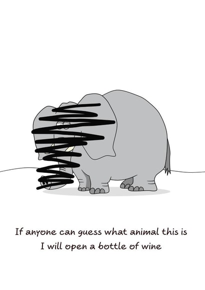 Funny Birthday Card - Cute Elephant Wine Quiz - Mum Dad Friends - Humour created by Swizzoo