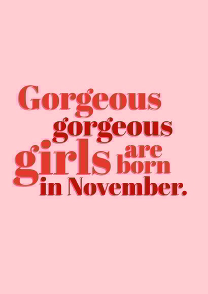 Classic Birthday Card - November - Gorgeous Girls created by @EmilySwallow