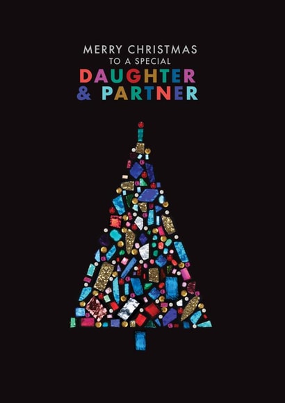 Daughter and Partner gemstone tree Christmas card created by Rebecca Prinn