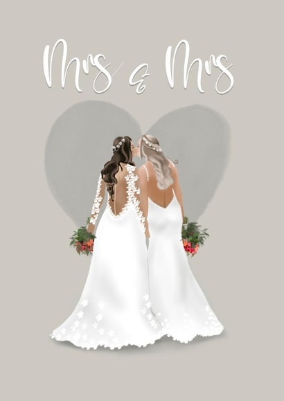 Beautiful Brides Card - Mrs and Mrs - lesbian - gay - wedding - love wins created by Yamaste Art