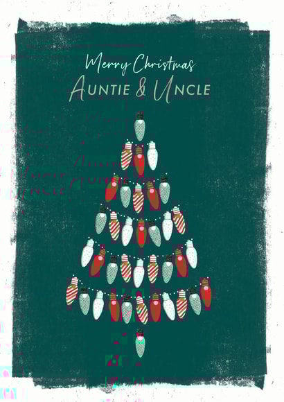 Auntie and Uncle decorative lights Christmas card created by Rebecca Prinn