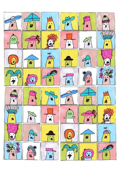 Hats, hats and more hats. Bird and Pals love to try on hats. created by Bird and Pals