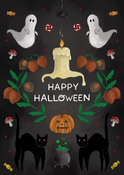 Spooky happy Halloween card created by Art by Reebee
