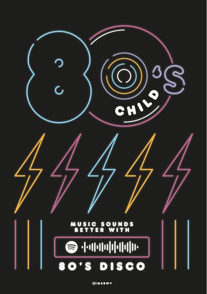 80's Child Scannable Spotify Code Birthday Card created by Music Sounds Better With You