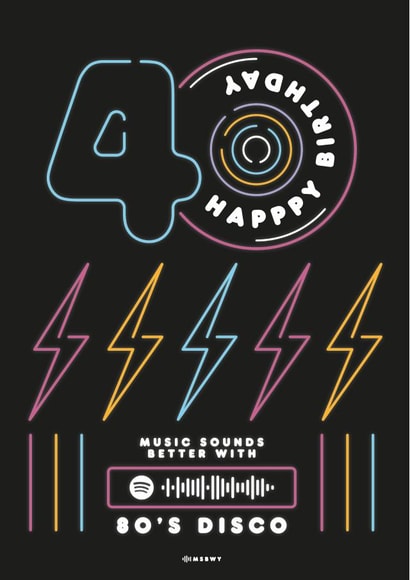 Scannable Spotify Code 40th Birthday Card created by Music Sounds Better With You