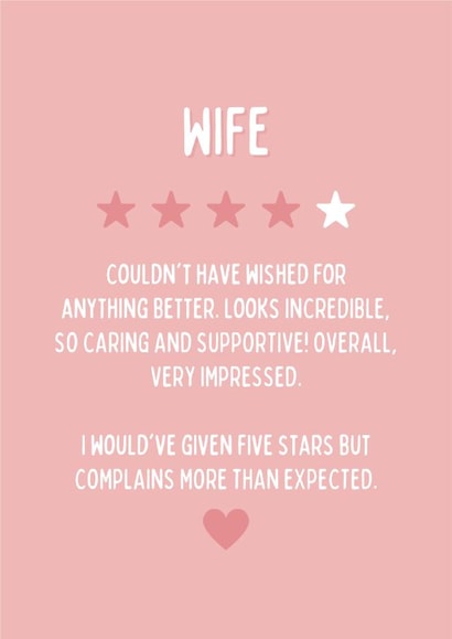 Wife Review Birthday Card created by Blush Boulevard