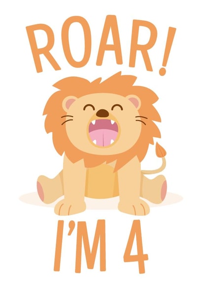 Lion 4 Year old Birthday Card created by Paul Stevens