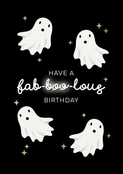 Have A Fab-Boo-Lous Birthday Ghost Halloween Spooky Card created by Dolly’s Doodles