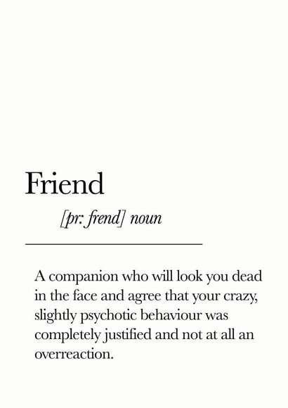 Funny Birthday Card - Friend - Definition created by Blueberry Unicorns