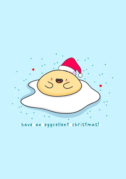Kawaii funny egg pun Christmas card created by Rosalie Perl