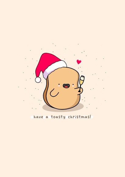 Kawaii cute toast pun Christmas card created by Rosalie Perl