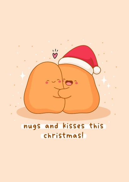 Cute Christmas card for significant other - chicken nuggets - punny cards created by Rosalie Perl