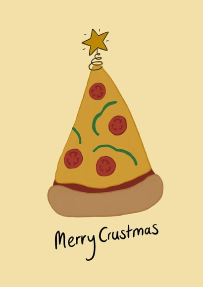 Funny Christmas Card - Pizza Food Pun - Fast food illustration created by Verity sparks