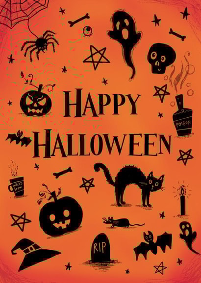 Classic Happy Halloween Card created by Holly Bushnell Illustration
