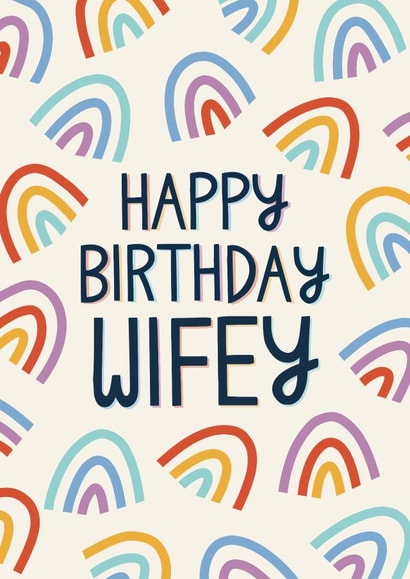 Wife Rainbow Birthday Card created by Christine Cuddihy Illustration