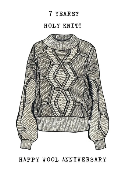 Funny 7th anniversary card - Wool Anniversary - Holy Knit! created by Panda and the Prince