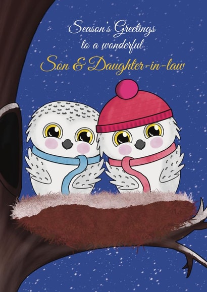 Cute Christmas Card For Son and Daughter-in-Law - Owls created by @Cupsie's Creations