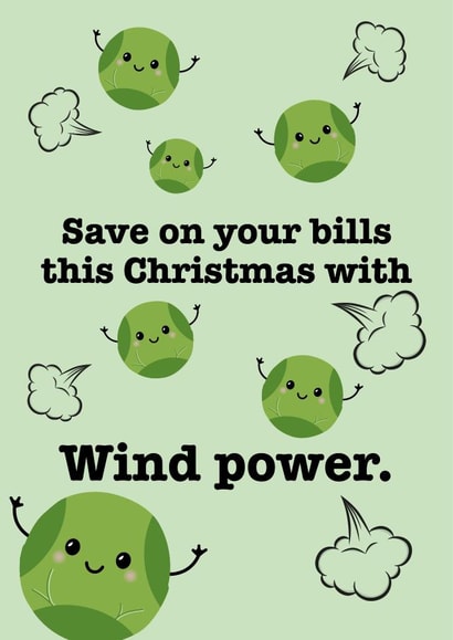 Funny wind power Christmas card created by Quinton cards