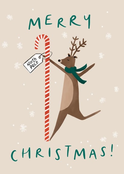 Pole Dancer Christmas Card - Fun Reindeer Card - Modern Christmas Card created by Lauren Barclay