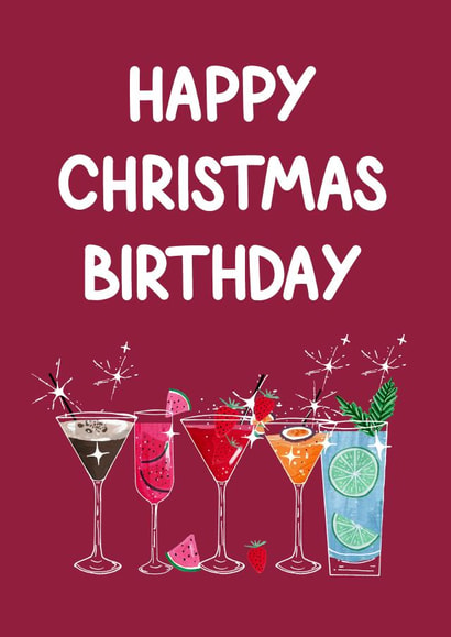 Fun Christmas Birthday Card - Cocktail - Alcohol created by Naughty Nice