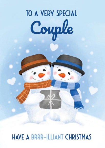 Gay Christmas Card - Cute Snowmen Card for Gay Couple at Xmas - Special Friends created by Bev O'Connor || @oconnordesign