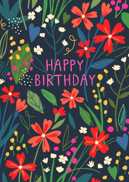 Colourful floral Birthday card created by Pablo and Pickle Studio