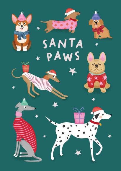'Santa Paws' - Cute Dog Pun Christmas Card created by Studio Mads