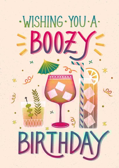 Bold and Vibrant Birthday Card - Wishing You a Boozy Birthday created by Drafts n Doodles