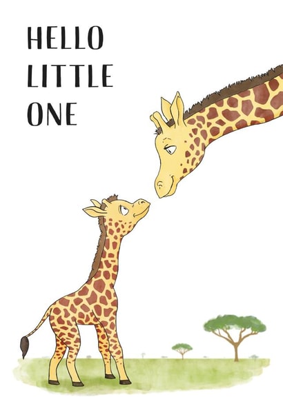 Cute New Baby Card for Friends and Family - Giraffe - Hello Little One created by Coconut Island Cards