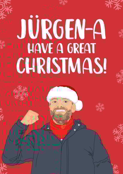 Funny Jurgen Klopp Christmas Card for Liverpool Football Supporter created by The Cake Thief