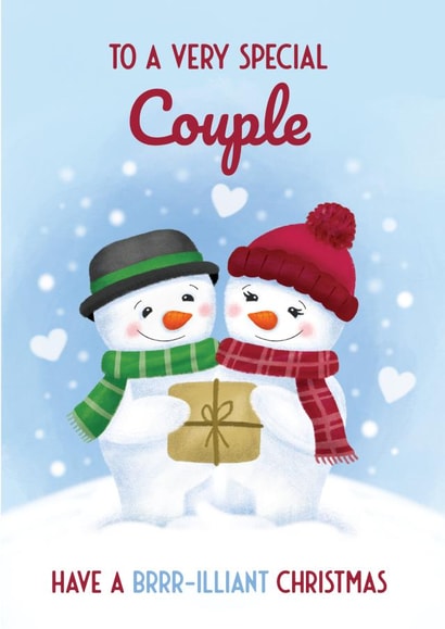 Christmas Card for Friends - Cute Snowmen Card for Couple at Xmas - Special Mate created by Bev O'Connor || @oconnordesign