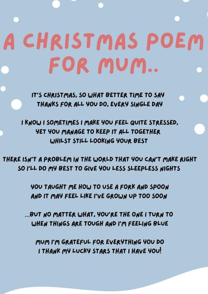A CHRISTMAS POEM FOR MUM created by Wednesday's Wombat