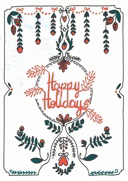 Cute Floral Hearts Holiday Card - Happy Holiday - Graphic Design created by Abbie Preston