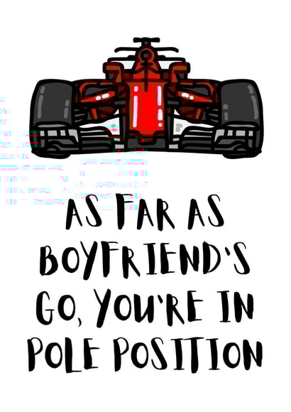 Racing Car Cute Anniversary Card For Boyfriend - Pole Position created by Pick Your Cards Right