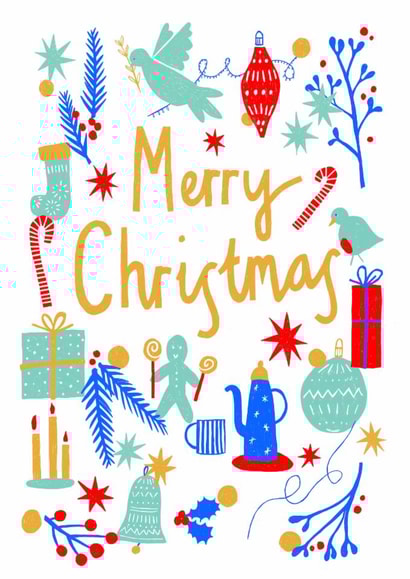 Merry Christmas Card // Bright & Jolly // Colourful created by Lucy Bromilow